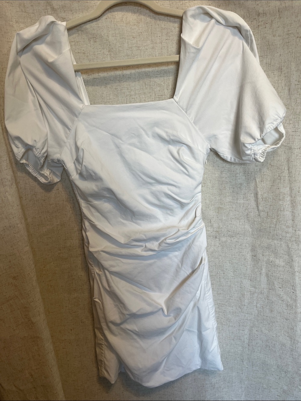 ASTR The LABEL White Puff-Sleeve Square-Neck Mini Dress - Picture 1 of 4